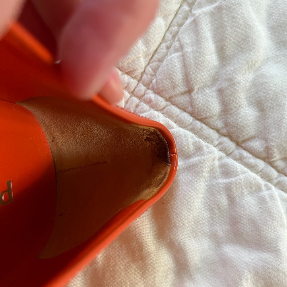 Prada Orange Leather Loafers with Silver Hardware - Picture 11 of 16